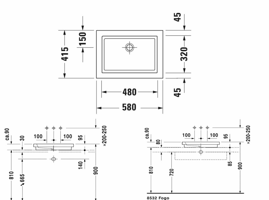 DURAVIT 2ND FLOOR umyvadlo 58 cm, bez přepadu