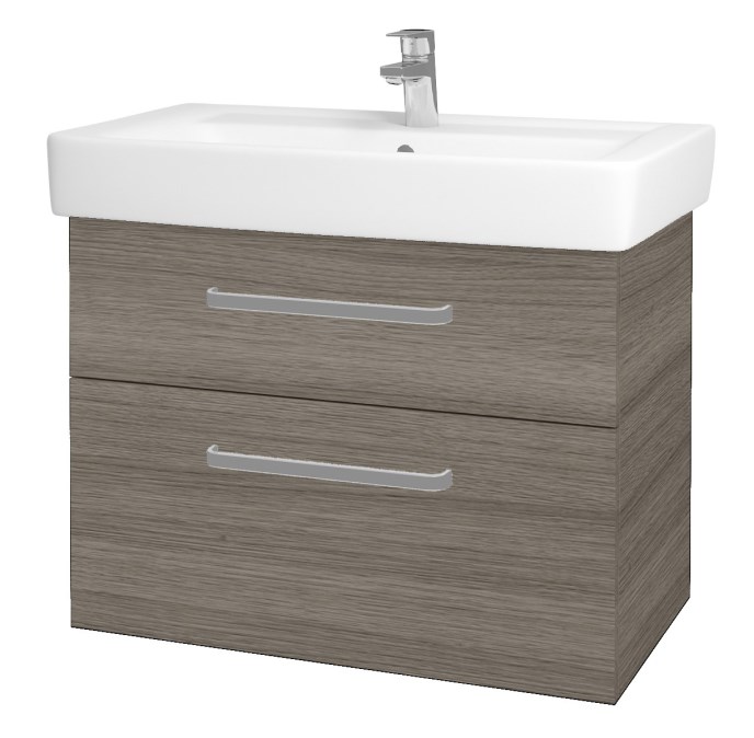DŘEVOJAS Q MAX SZZ2 80 schrank s umyvadlem 80x47,5x56 cm, 2 zásuvky, úchytka hliník mat, cafe