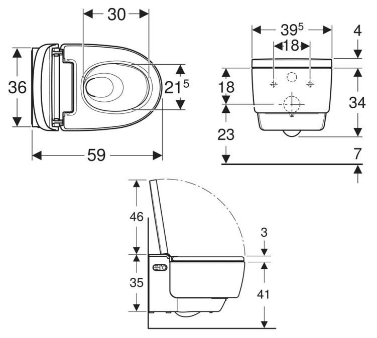 GEBERIT AQUACLEAN MERA CLASSIC závěsné WC s bidetovým sedátkem, SoftClosing, TurboFlush, KeraTect