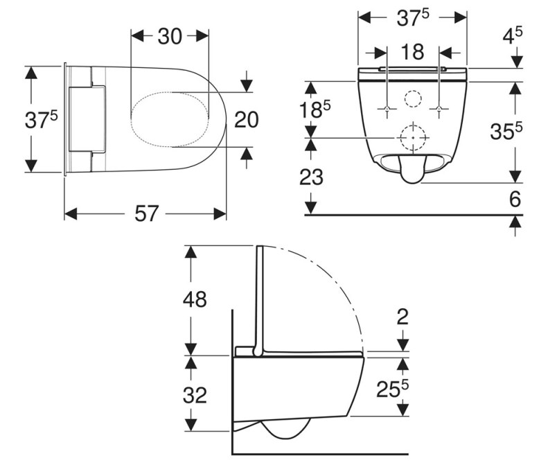 GEBERIT AQUACLEAN SELA závěsné WC s bidetovým sedátkem, SoftOpening, TurboFlush, KeraTect, bílá/chrom