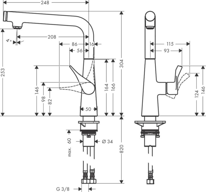 HANSGROHE METRIS SELECT M71 dřezová baterie, chrom