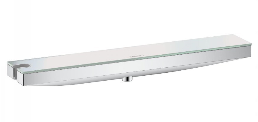 HANSGROHE RAINFINITY nástěnná přípojka hadice Porter 500 s poličkou a držákem sprchy vlevo, chrom/sklo
