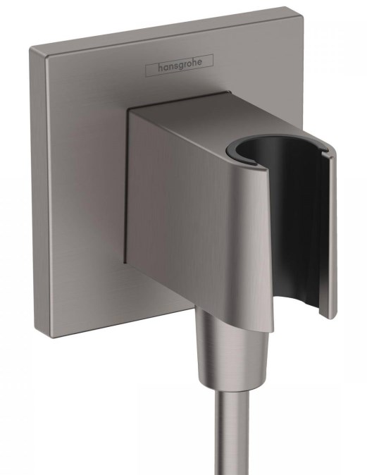 HANSGROHE FIXFIT E držák ruční sprchy s připojením na vodu, kartáčovaný černý chrom