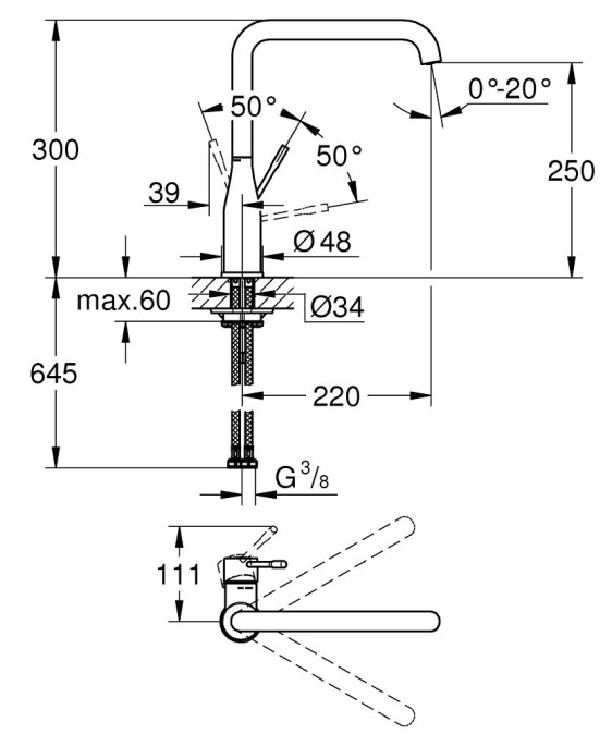 GROHE ESSENCE NEW dřezová faucets, hard graphite