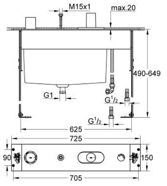 GROHE ATRIO montážní těleso DN20