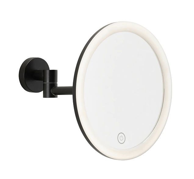 TESA VISIOON kosmetické zrcátko 180 mm, zvětšovací, s osvětlením, černá