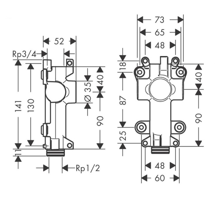 AXOR SHOWER SOLUTIONS podomítkové těleso G 1/2