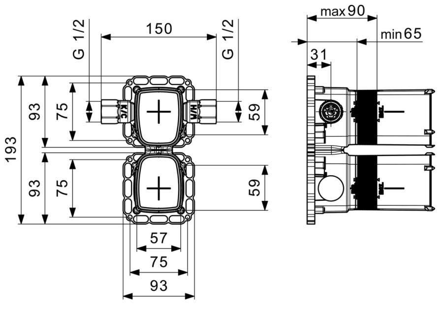 HANSA MATRIX podomítkové těleso DN15