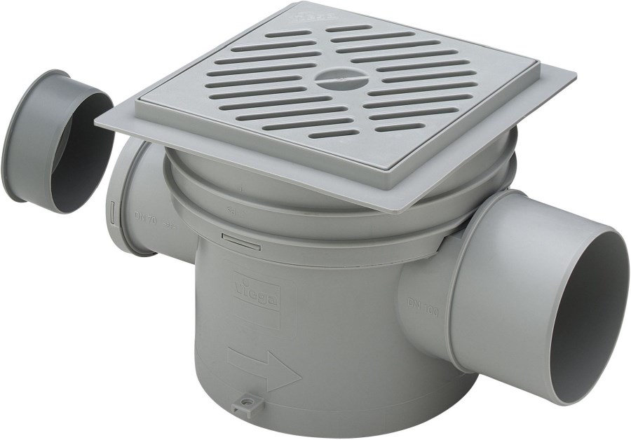 VIEGA OPTIFIX 3 4989 podlahová vpust DN70/100, průběžný odtok, sklepní, šedá