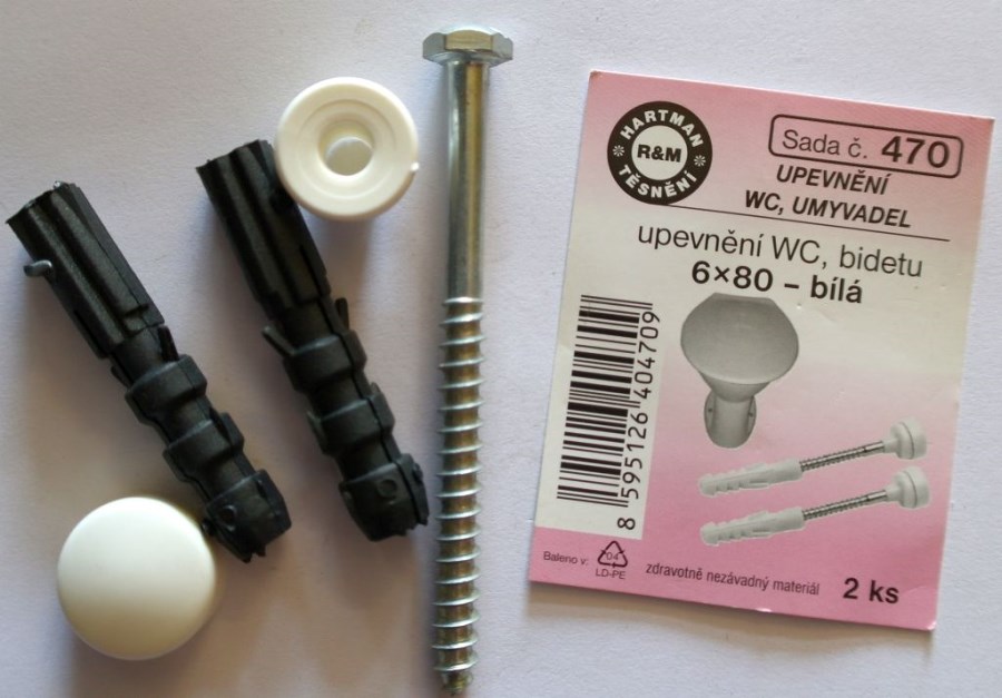 HARTMAN sada 470 k upevnění WC a bidetu 6x80 mm, bílá