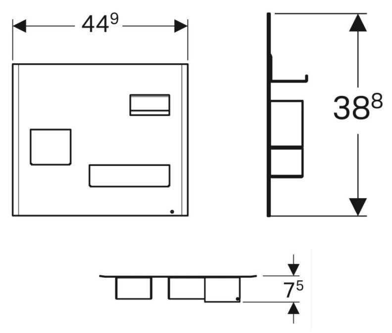 GEBERIT ACANTO magnetická tabule 44,9x7,5x38,8 cm, nástěnná, s přihrádkami, matná bílá/matná láva