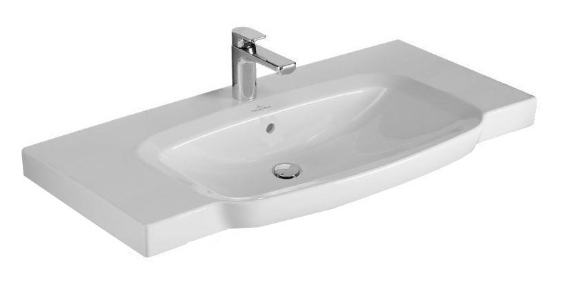 VILLEROY & BOCH SENTIGUE umyvadlo 100 cm, s otvorem pro baterii a přepadem, CeramicPlus, alpská bílá