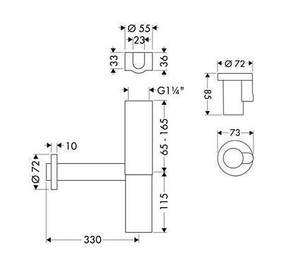 HANSGROHE FLOWSTAR designová sada sifonu k umyvadlu s rohovými ventily, DN32, s převlečnou maticí 5/4, chrom