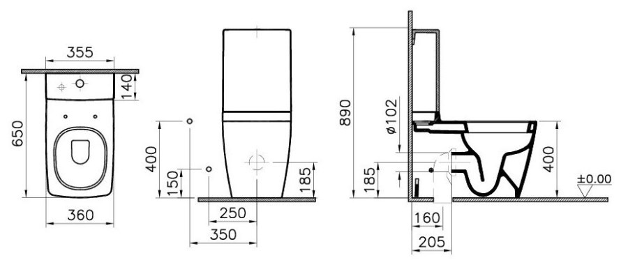 VITRA METROPOLE WC kombi mísa, zadní odpad