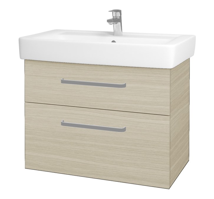 DŘEVOJAS Q MAX SZZ2 80 skříňka s umyvadlem 80x47,5x56 cm, 2 zásuvky, úchytka hliník mat, dub
