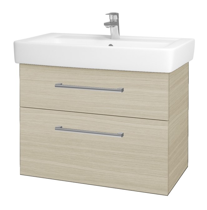 DŘEVOJAS Q MAX SZZ2 80 skříňka s umyvadlem 80x47,5x56 cm, 2 zásuvky, úchytka chrom, dub
