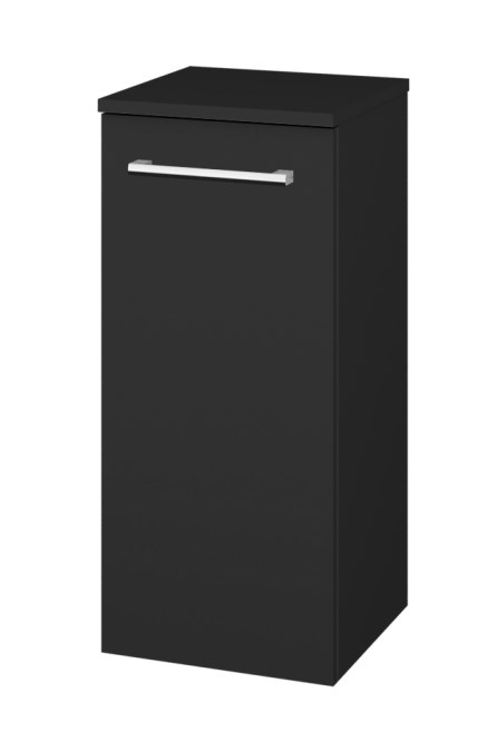 DŘEVOJAS DOS SND 35 nízká cabinet 35,5x36x79,3 cm, 1 doors, panty vlevo, úchytka chrome, anthracite vysoký gloss