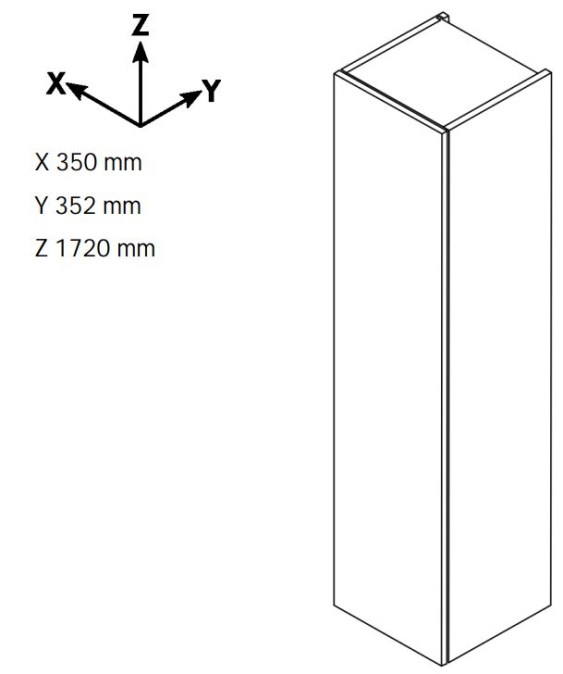 DŘEVOJAS DOS SVD2Z 35 vysoká skříňka 35x35,2x172 cm, 1 zásuvka, 2 dvířka, panty vlevo, úchytka ocel, antracit vysoký lesk