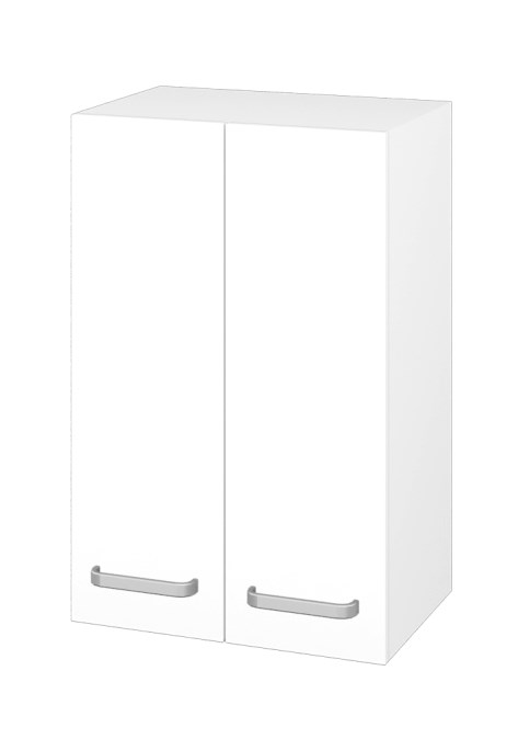 DŘEVOJAS SYD2 50 nízká cabinet 50x35,2x77,1 cm, 2 doors, úchytka hliník mat, lesklá white/white vysoký gloss