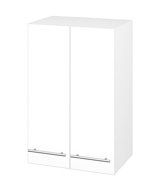 DŘEVOJAS SYD2 50 nízká cabinet 50x35,2x77,1 cm, 2 doors, úchytka ocel, lesklá white/white vysoký gloss