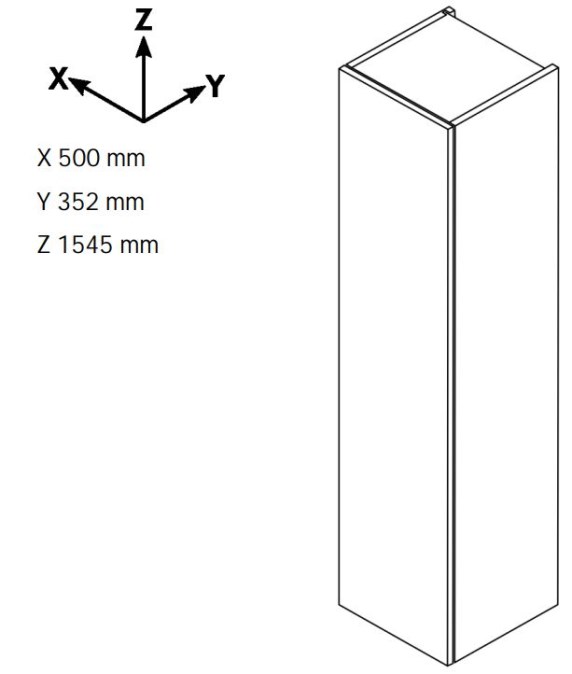 DŘEVOJAS DOS SVD4 50 vysoká skříňka 50x35,2x154,5 cm, 4 dvířka, úchytka hliník mat, bílá lesk/ořech