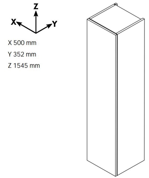 DŘEVOJAS DOS SVD3K 50 vysoká skříňka 50x35,2x154,5 cm, 3 dvířka, s košem, úchytka chrom, antracit vysoký lesk