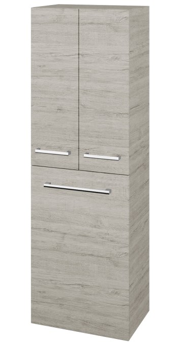 DŘEVOJAS DOS SVD3K 50 vysoká skříňka 50x35,2x154,5 cm, 3 dvířka, s košem, úchytka chrom, oregon