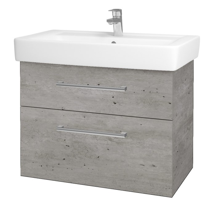 DŘEVOJAS Q MAX SZZ2 80 schrank s umyvadlem 80x47,5x56 cm, 2 zásuvky, úchytka chrom, beton