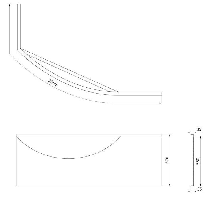 POLYSAN MAMBA R čelní panel k vaně 170x57 cm, pravý