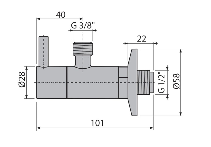 ALCA rohový ventil 1/2"x3/8", s filtrem, kartáčovaný gun metal