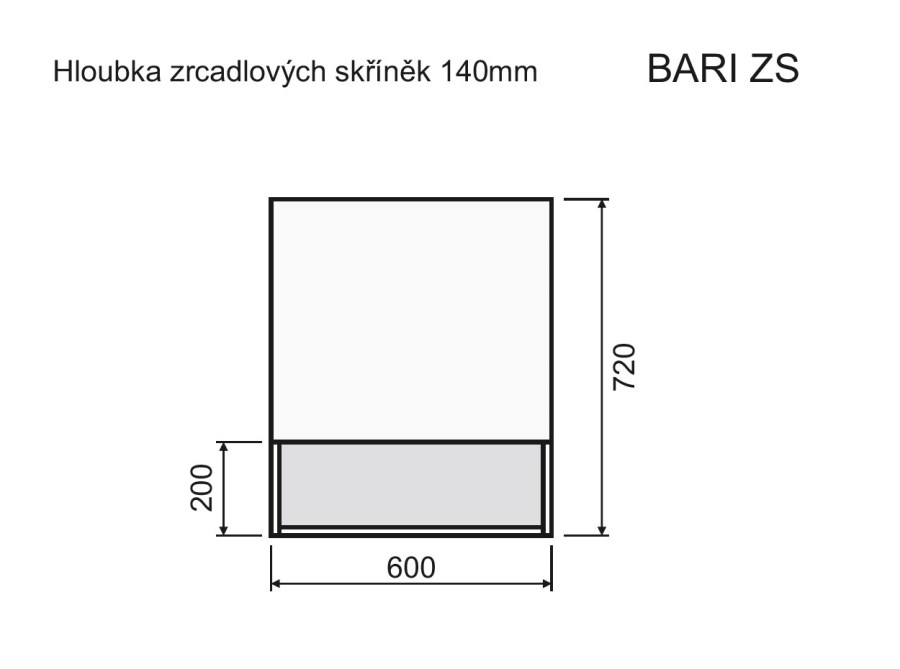 INTEDOOR BARI zrcadlová skříňka 60x72x14 cm, s vypínačem a el. zásuvkou, panty vpravo, MDF, dub anniversary