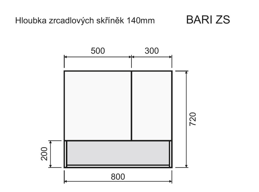 INTEDOOR BARI zrcadlová skříňka 80x72x14 cm, s vypínačem a el. zásuvkou, MDF, lesklá bílá
