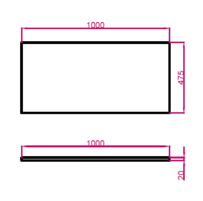 TECHNISTONE MODULAR deska pod umyvadlo 100x47,5x2 cm, Brilliant White 20 LE 156