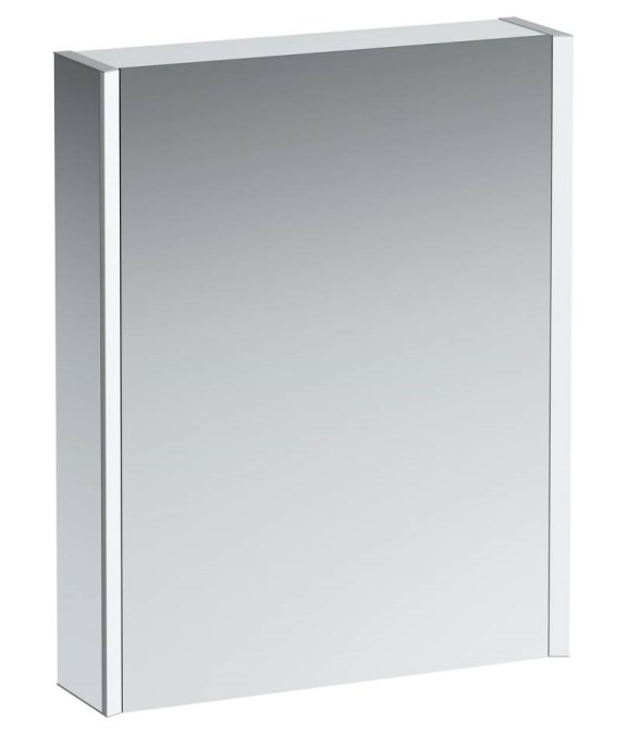 LAUFEN FRAME 25 zrcadlová skříňka 60x75x15 cm, osvětlení, s vypínačem a el. zásuvkou, panty vlevo, hliník, zrcadlo