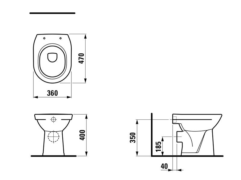 LAUFEN PRO stacionární WC, zadní odpad