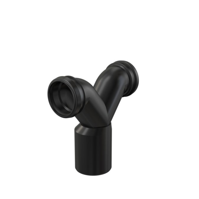 ALCA spojovací koleno pr.90/110 mm, 90°, dvojité, s těsněním, PE, černá