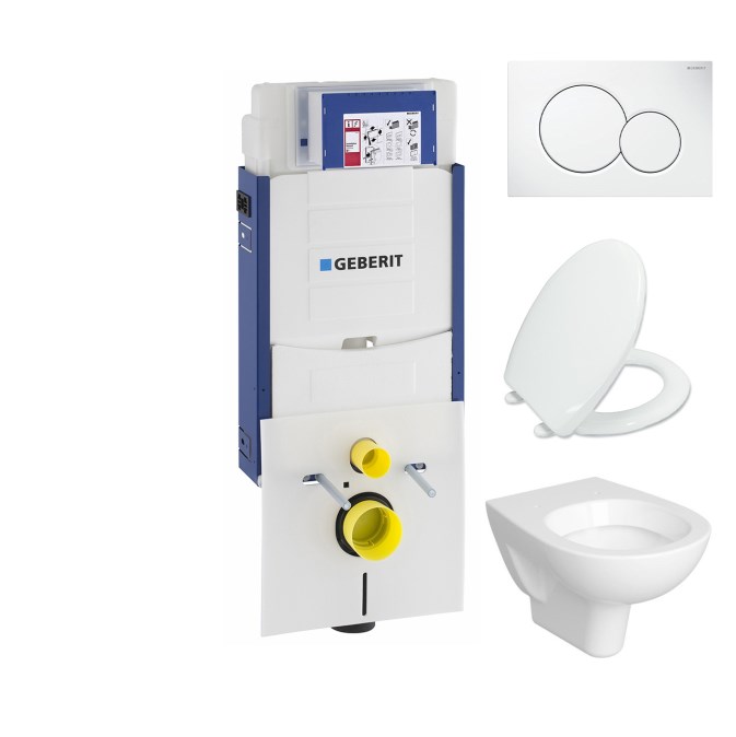 CONCEPT 100 závěsné WC s montážním prvkem Kombifix, sedátko, bílé tlačítko