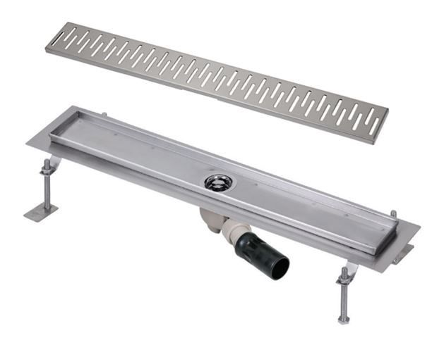 SANELA sprchový žlab 1150 mm, do prostoru, boční odtok DN 50, rošt C, lesklá nerez ocel