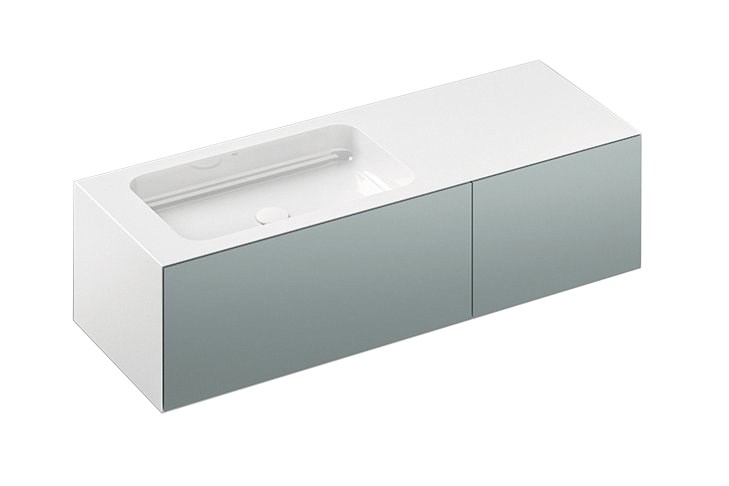 ALAPE FOLIE skříňka s umyvadlem 125,4x45,1x35,1 cm, 2 zásuvky, Push-open, fossil grey