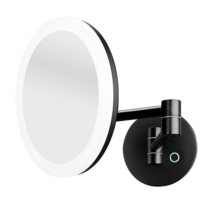 NIMCO kosmetické zrcátko 200,5 mm, zvětšovací, s osvětlením, černá